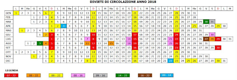 Divieti di circolazione 2018 calendario_2018_135_1.jpg (Art. corrente, Pag. 1, Foto centrale)